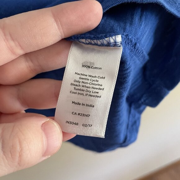 Talbots Women Plus Sz 1X Royal Blue Pintuck Pleated Embroidered Trim S/S Top - Picture 6 of 7